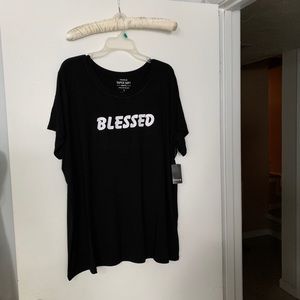 Torrid Black Tee with “blessed” in white